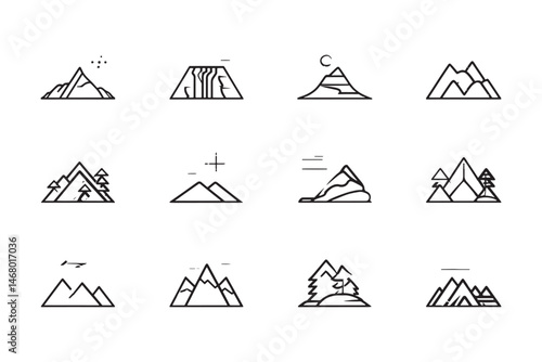 Canyon Landscape Outline Line Art
