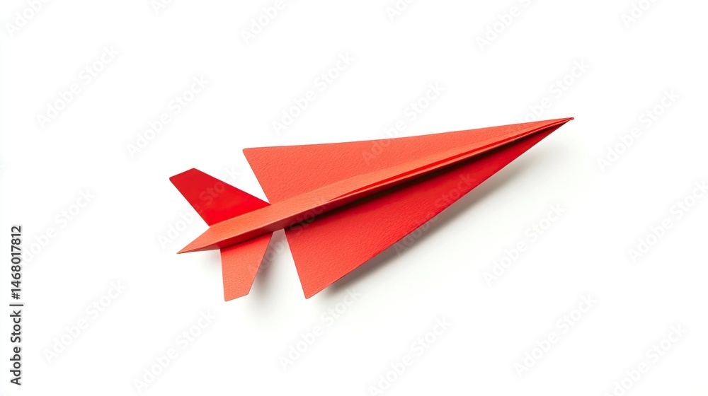 Red Paper Plane Take Flight with Ideas Soar on White. Red Paper Plane Take Flight with Ideas Soar on White.