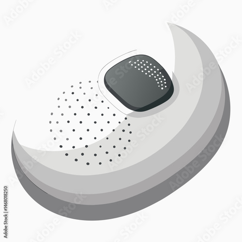 A white speakers featuring a distinct black dot on its body.