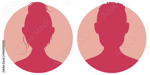 Avatar silhouette man and woman anonymous icon. Male and female profile unknown picture illustration.