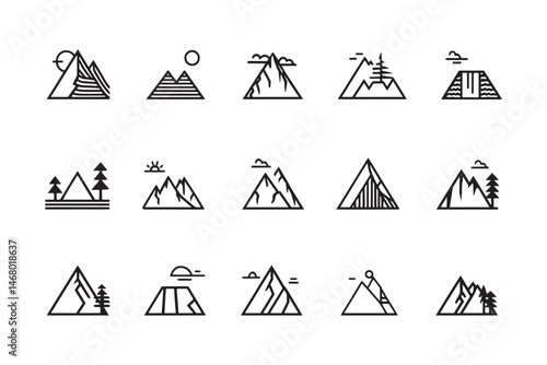 Canyon Rock Formations in Line Style