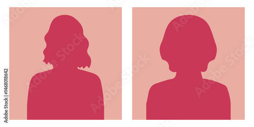 Vector flat illustration. Black silhouette of men and women. Avatar, user profile, person icon, profile picture. Suitable for social media profiles, icons, screensavers and as a template.