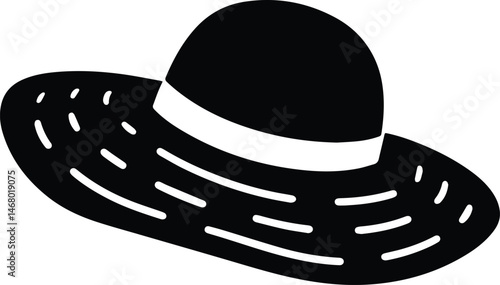 Summer sunhat silhouette vector art icon design