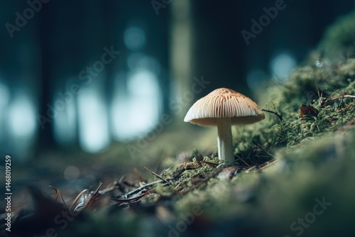 Mushroom with a tan cap and...