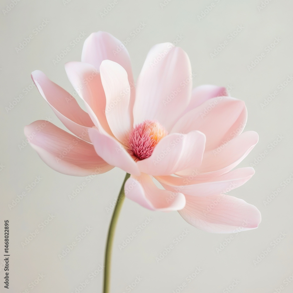 Fototapeta premium Pale pink blossom close up shot on white background