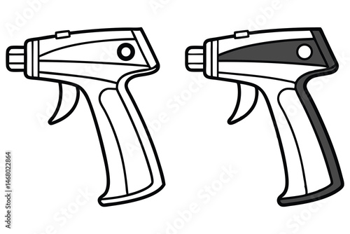 Two spray bottle outline icons display black line art on the white background