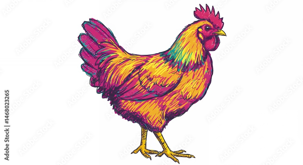 Fototapeta premium Colorful chicken illustration