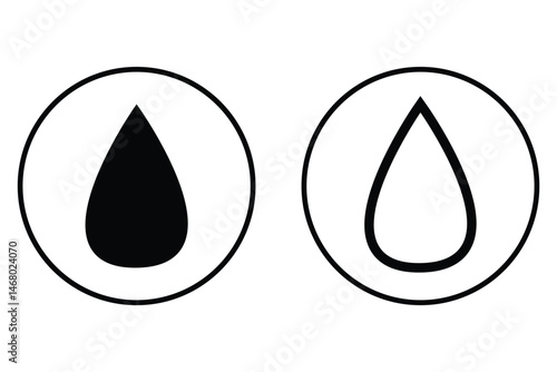  Raindrops icon set, oil or water droplet vector symbol.
