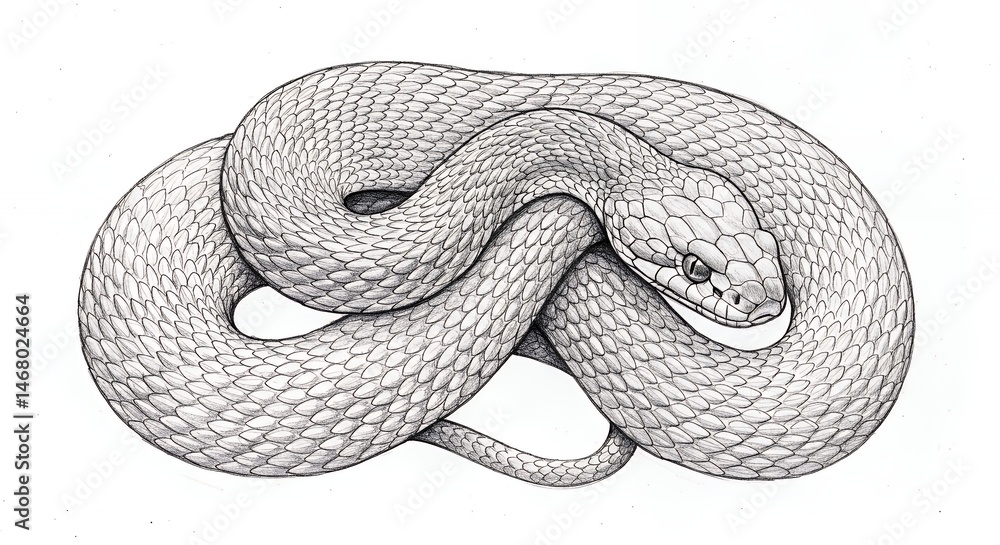 Fototapeta premium Detailed illustration of a coiled snake