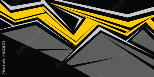 Abstract grunge background horizontal banner template design with black and yellow color