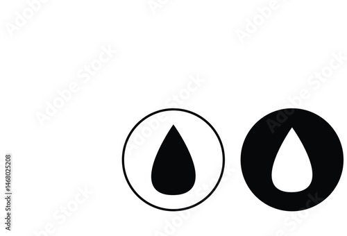  Raindrops icon set, oil or water droplet vector symbol.