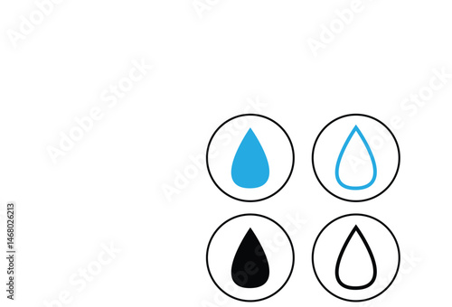  Raindrops icon set, oil or water droplet vector symbol.