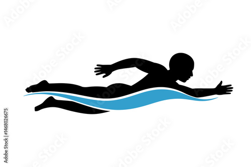 Swimmer silhouette in water swimming sport vector