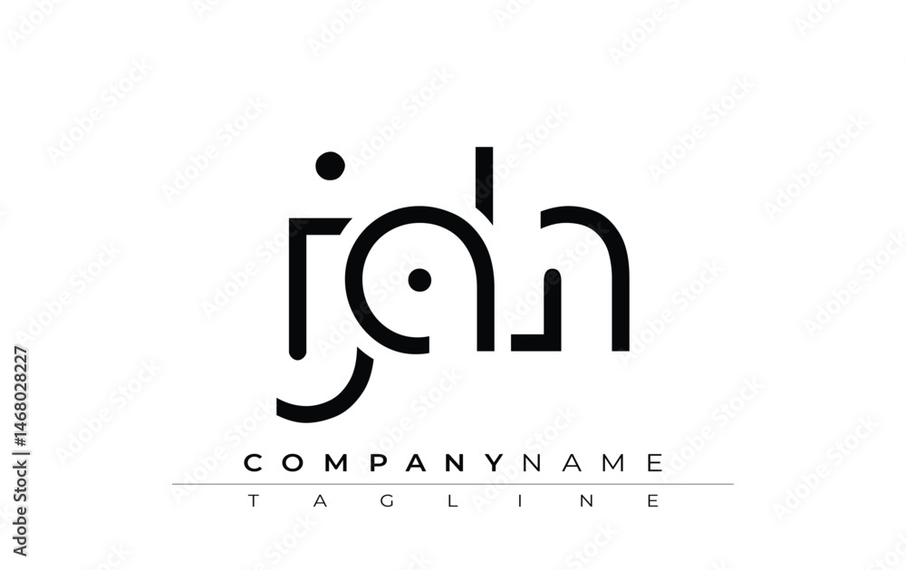 Obraz premium JAH abstract letter design. Modern Business Logo Design With Abstract Typography and Contemporary Style