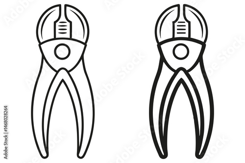 Two line art versions of nippers with black outlines are isolated here