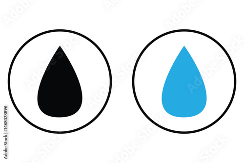  Raindrops icon set, oil or water droplet vector symbol.