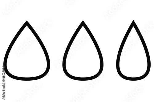  Raindrops icon set, oil or water droplet vector symbol.