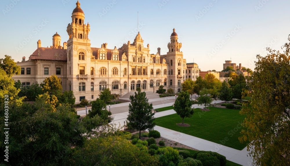 Fototapeta premium Historic courthouse with gardens