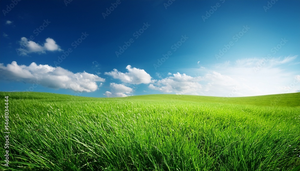 Fototapeta premium herbe verte et ciel bleu green grass and blue sky