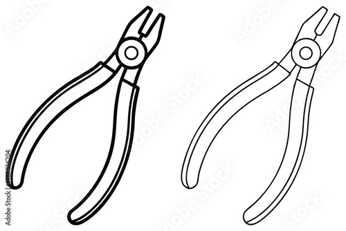 Two black and white electrician's nippers tools are visible in the plain still image