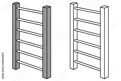 Two isolated ladders are shown, one in gray, the other white, both simple