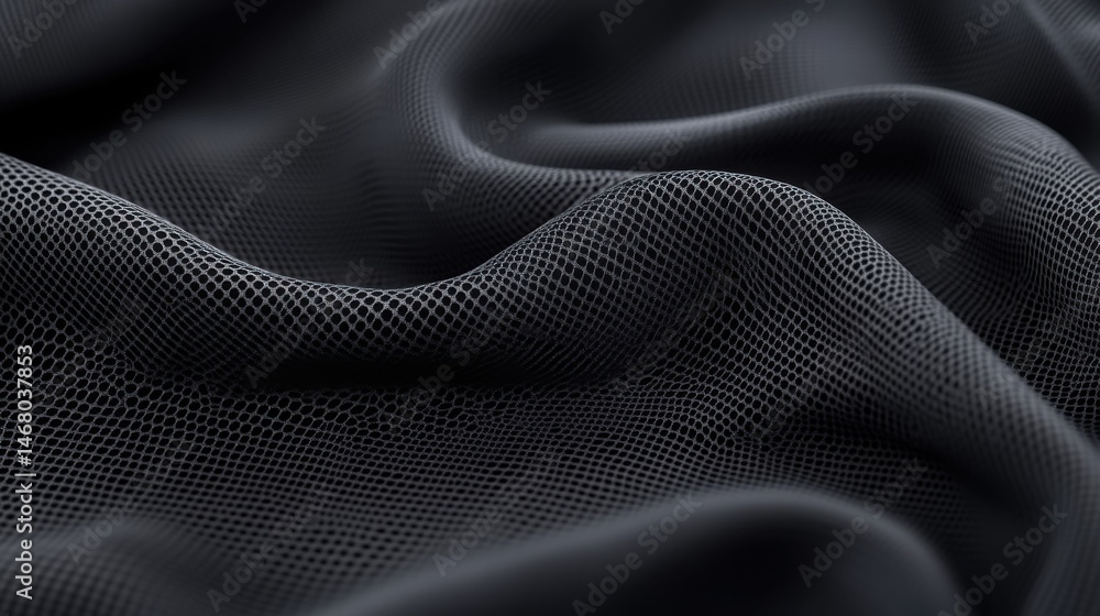 Soft Black Mesh Fabric Textile Texture for Background and Design Use