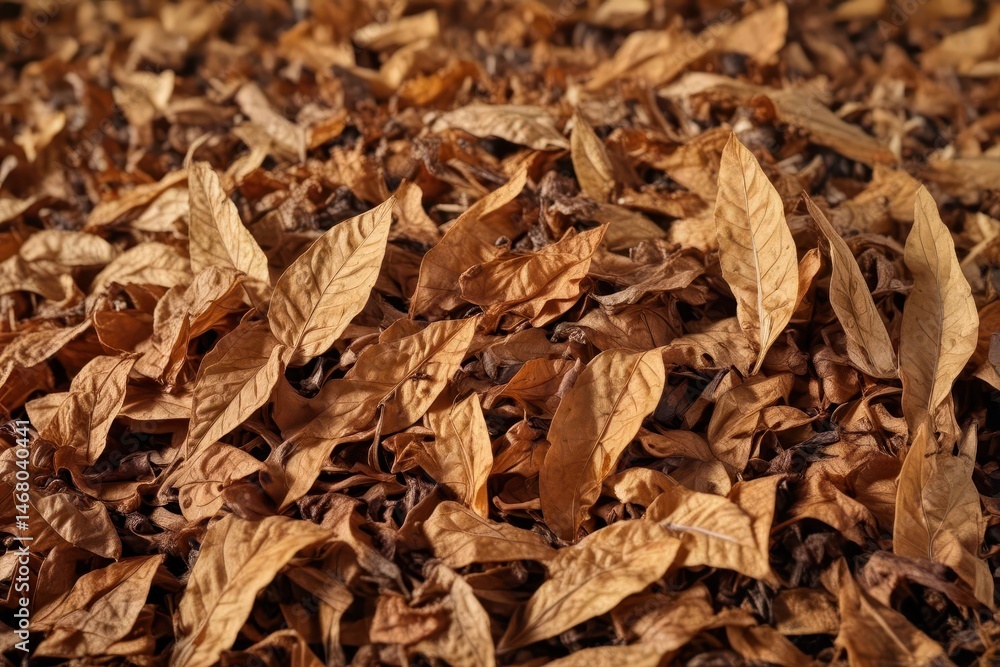 Close-up of dried tobacco leaves, rich brown hues , dried, element Close-up of dried tobacco leaves, rich brown hues , dried, element