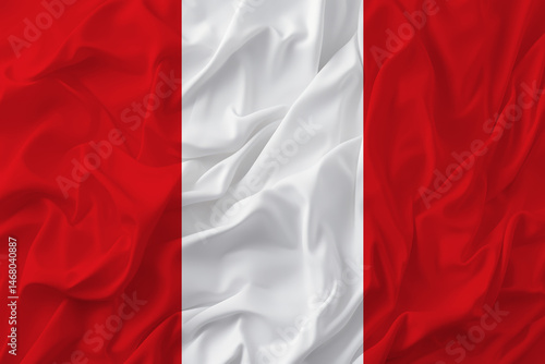 Foto Stylized image of the Peruvian flag with a crumpled paper texture and halftone effect