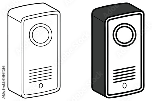 Two simple intercom systems depict an off white version and a black version