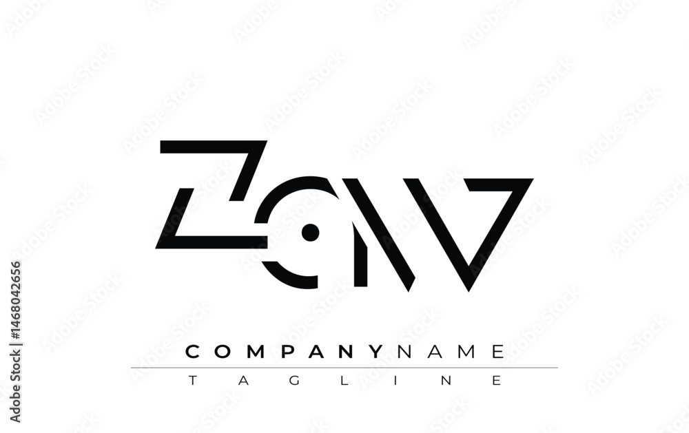 Fototapeta premium ZAW abstract letter design. Modern Business Logo Design With Abstract Typography and Contemporary Style