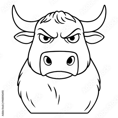 angry bull with large horns and intense expression, bullfighting, strength, aggression, and traditional Spanish corrida culture.