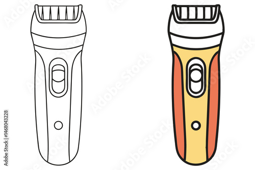 Simple outline highlights a minimalist shaver, showcasing contrasting designs on a clear white background