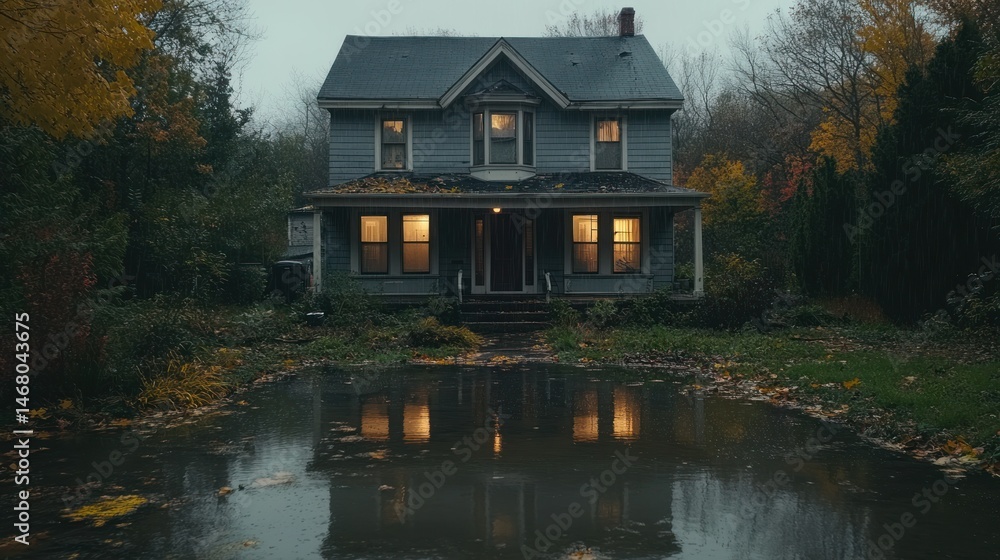 Fototapeta premium Haunted old house in autumnal setting