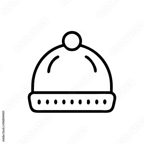 Beanie hat icon in minimalistic style against white background  