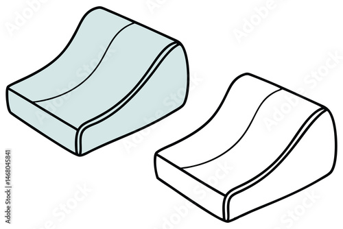 Two stylized cartoon isometric contour pillows sit side by side on a white background
