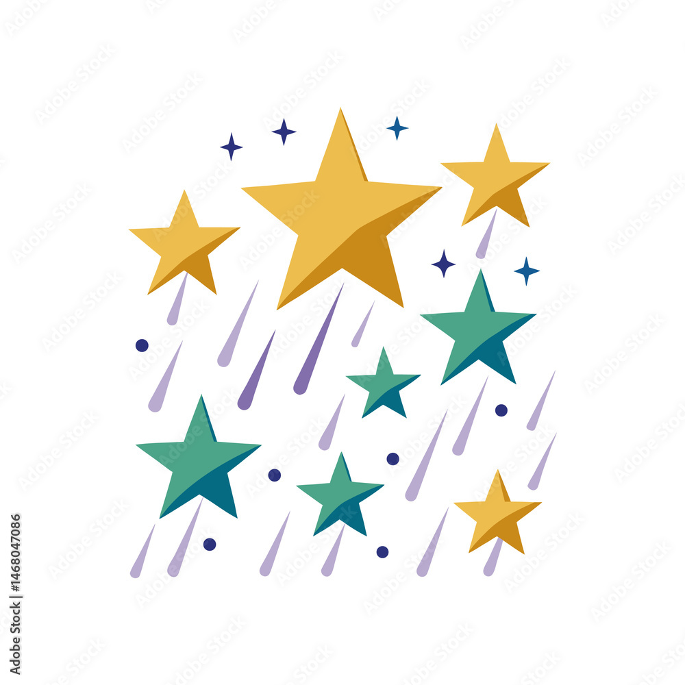 Decorative Stars Falling Like Rain on Transparent Background Decorative Stars Falling Like Rain on Transparent Background