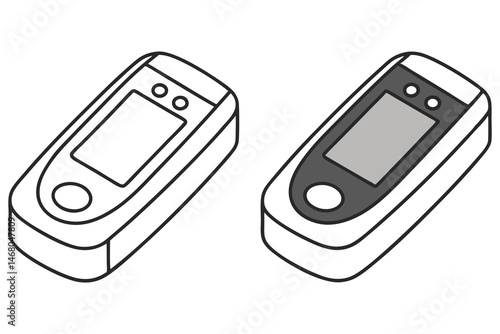 Isolated pulse oximeter displays essential monochrome design, suitable for versatile use, not using transparent background