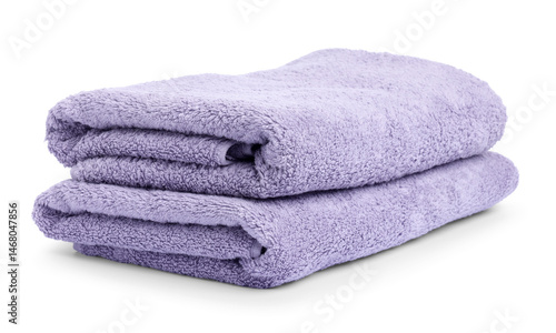 Stack of clean towels isolated on white