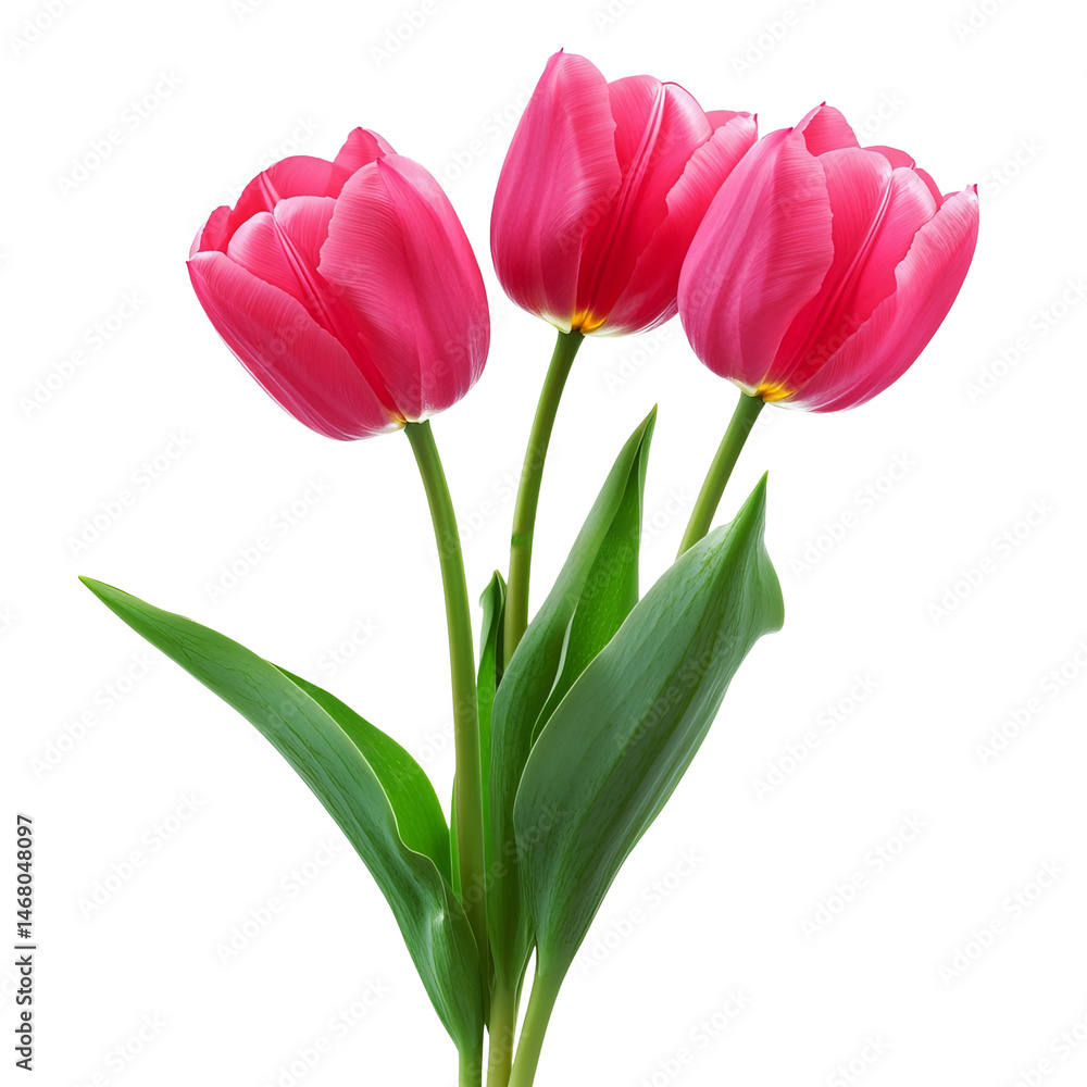 Fototapeta premium Elegant Pink tulips isolated on white background