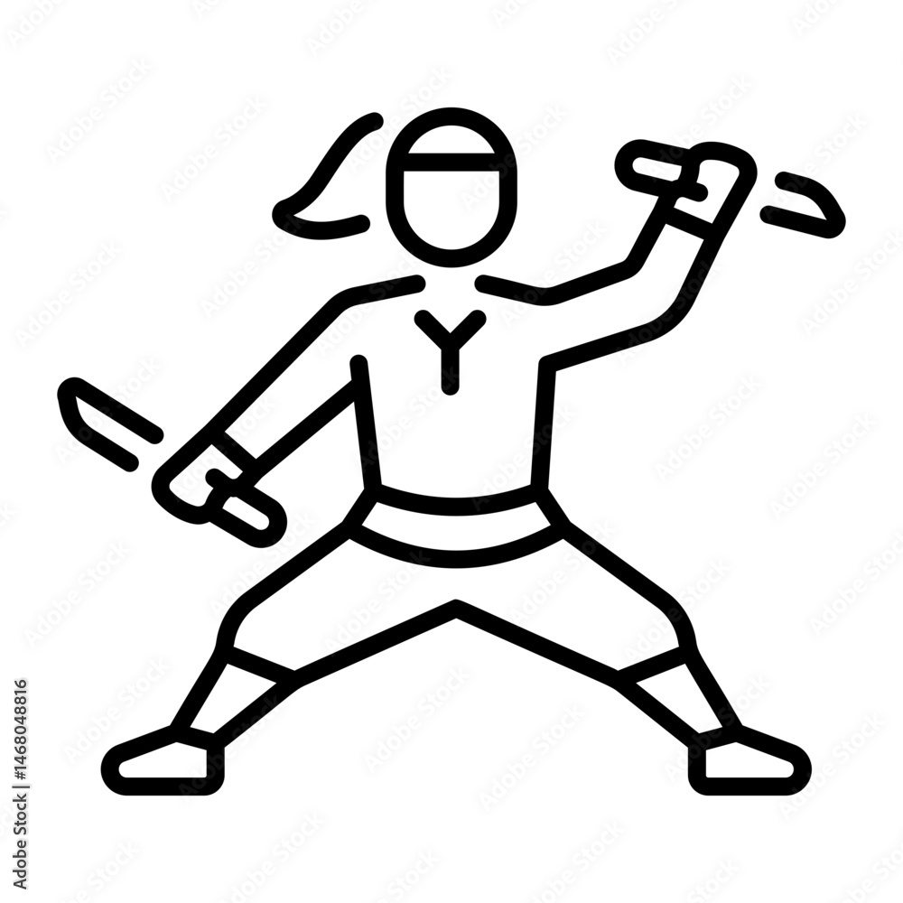 A linear style icon of samurai A linear style icon of samurai
