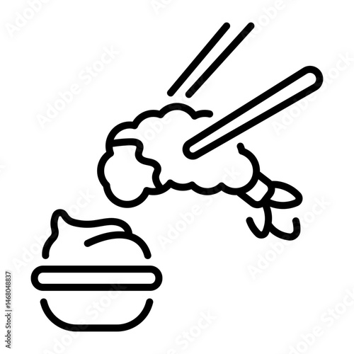 An outline style icon of shrimp tempura 