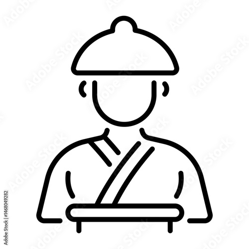 A linear style icon of japanese samurai 