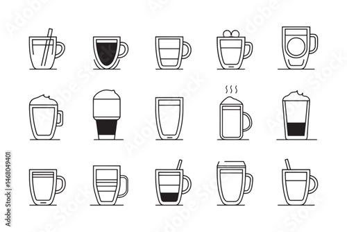 Chai latte outline in line art style