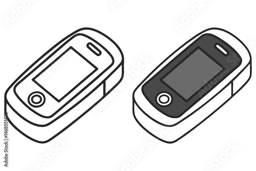 Two pulse oximeter devices are visible, one in outline and one in grayscale tones