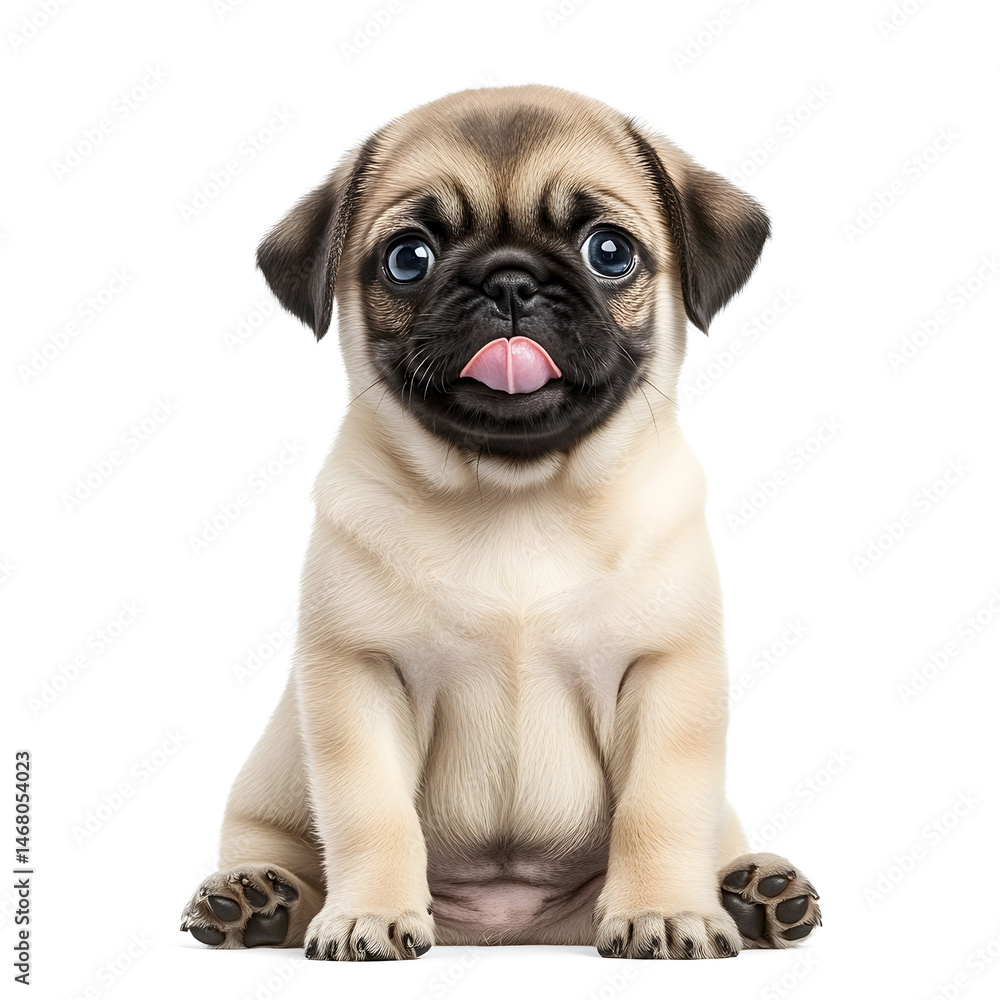 Obraz premium Pug Puppy in Sitting Pose isolated on a transparent background