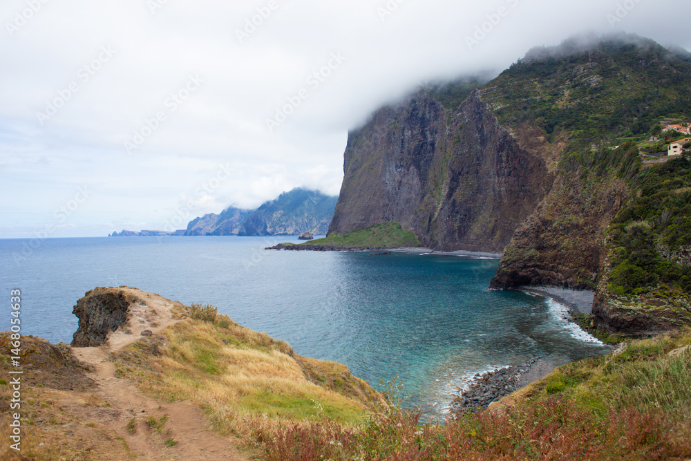 Fototapeta premium beautiful rocky mountains by the sea on the island of Madeira in Portugal