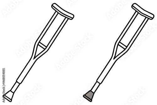 A pair of contoured forearm crutches is displayed against white space, one with gray detail