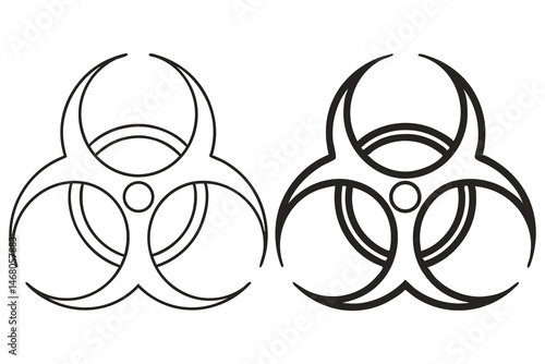Two biohazard symbol vectors depict a potential infectious risk on transparent background
