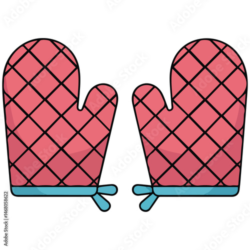 Glove potholder kitchen isolated vector illustration on white background