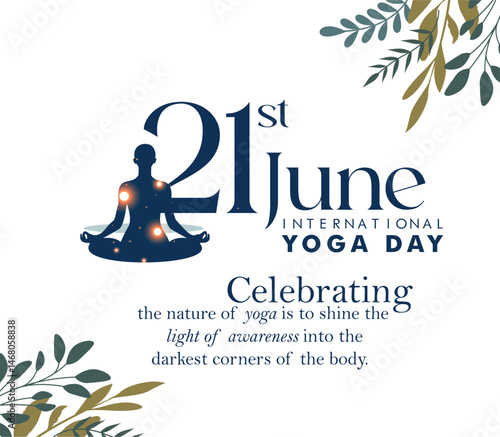 International Yoga day 21 June web banner EPS10 vector. Meditation Practice Yoga Colorful Fitness Concept. Vector illustration